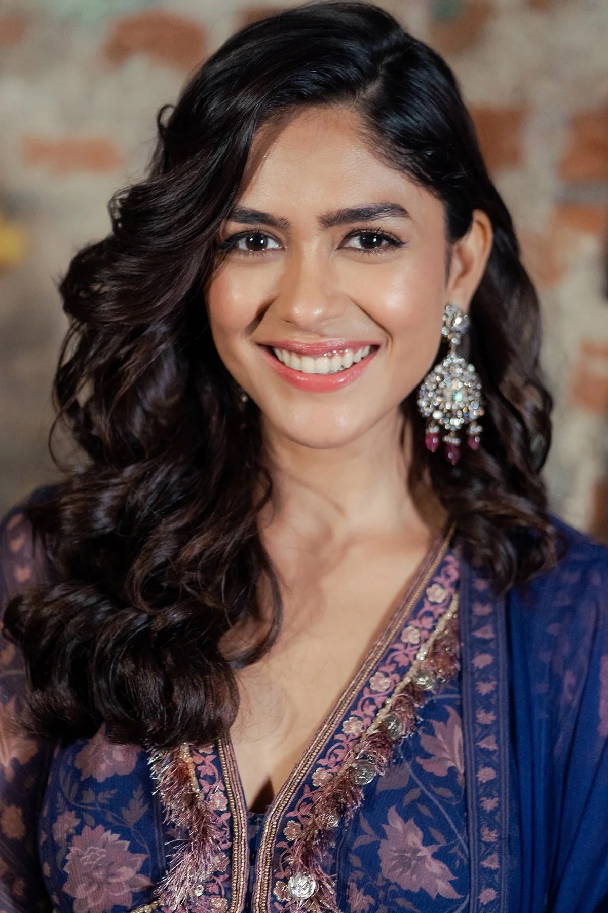 Mrunal Thakur in Purple Navy Printed Gharara Set