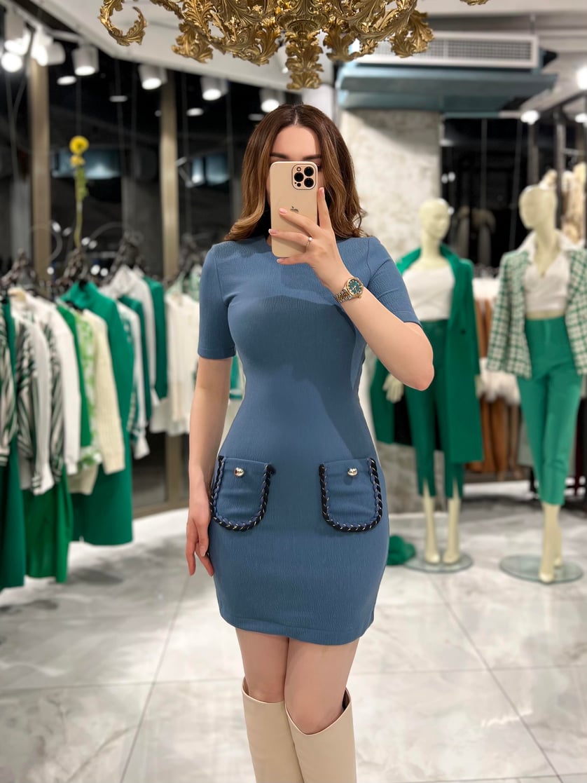 Layana Indigo Padded Mini Dress