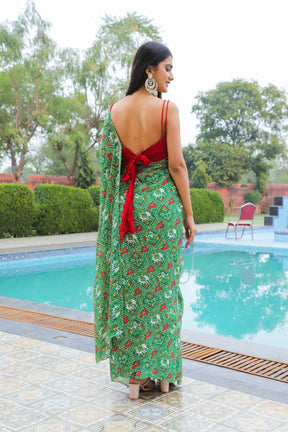 Festive Patola Printed Georgette Saree with Sequins and Thread Work