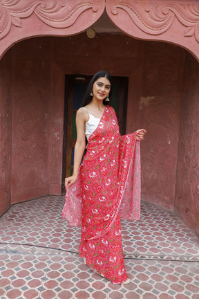 Trendy Patola Printed Viscose Georgette Saree with Sequins