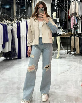 Mika Stone Jacket with Back Denim