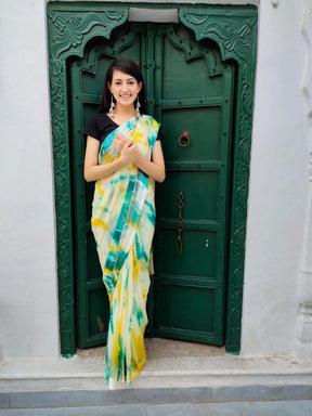 Chiffon Saree with Japanese Shibori Prints and Zari Border