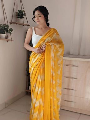 Viscose Georgette Saree with Shibori Print and Thread & Sequins Work