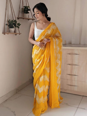 Viscose Georgette Saree with Shibori Print and Thread & Sequins Work