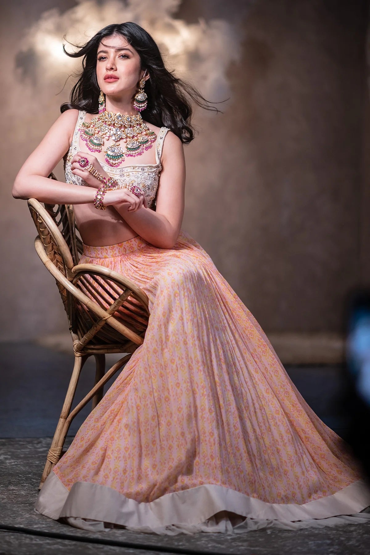 Shanaya Kapoor in Orchid Pink Ikat Printed Ruched Skirt