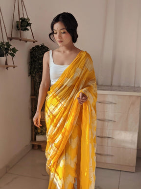 Viscose Georgette Saree with Shibori Print and Thread & Sequins Work