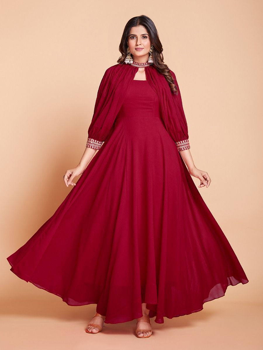 Ravishing Red Georgette Dori Work Special Occasion Gown