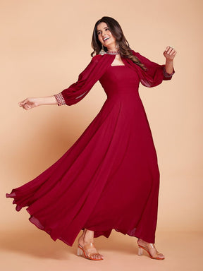 Ravishing Red Georgette Dori Work Special Occasion Gown