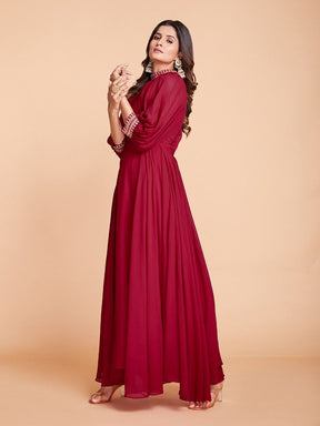 Ravishing Red Georgette Dori Work Special Occasion Gown