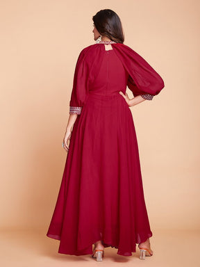 Ravishing Red Georgette Dori Work Special Occasion Gown