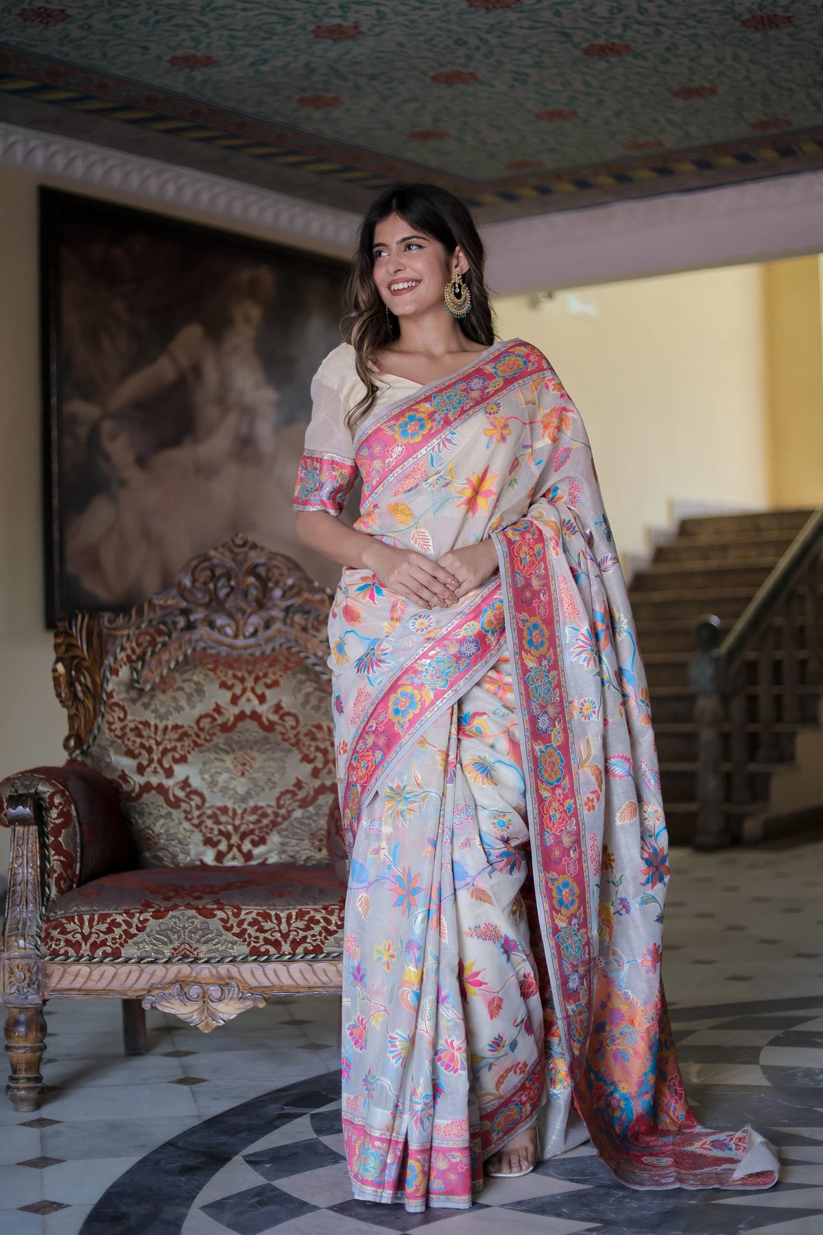 Exquisite Kashmiri Weave Saree - Handcrafted Masterpiece