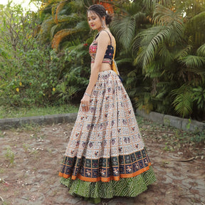 Elegant Bandhej Patola Foil Print Lehenga Choli: Fully Stitched for Effortless Style