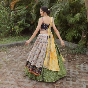 Elegant Bandhej Patola Foil Print Lehenga Choli: Fully Stitched for Effortless Style