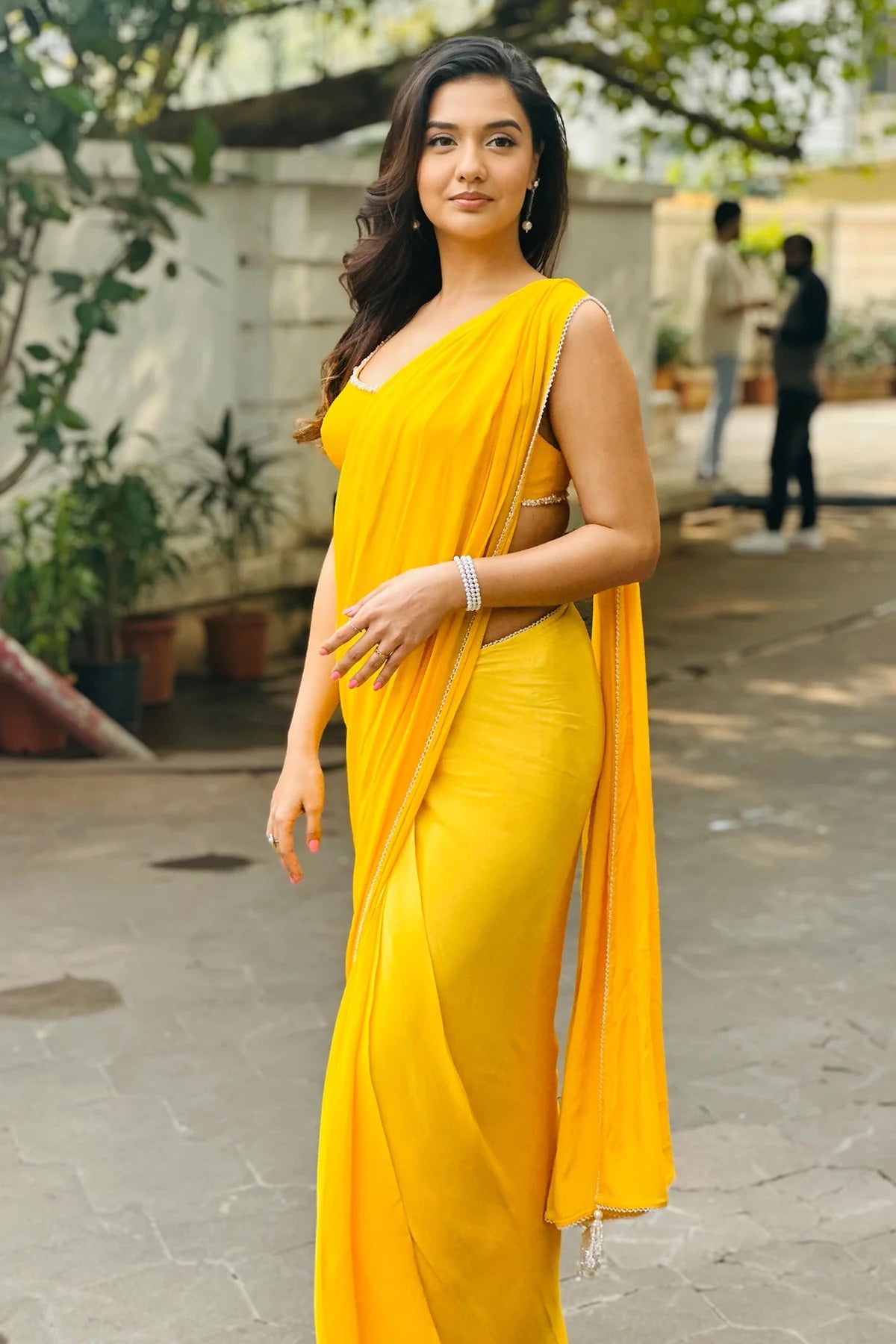 Divya Agarwal in Chiffon Saree and Chanderi Blouse