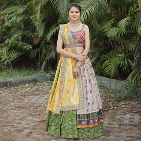 Elegant Bandhej Patola Foil Print Lehenga Choli: Fully Stitched for Effortless Style