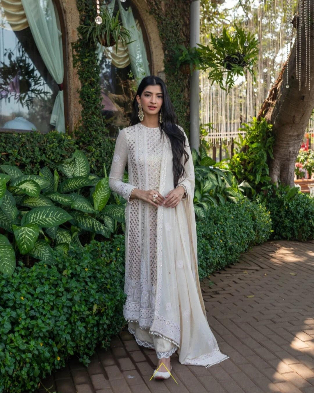 Hanna Khan Ivory Chikankari Suit Set | Elegant and Timeless Ethnic Ensemble