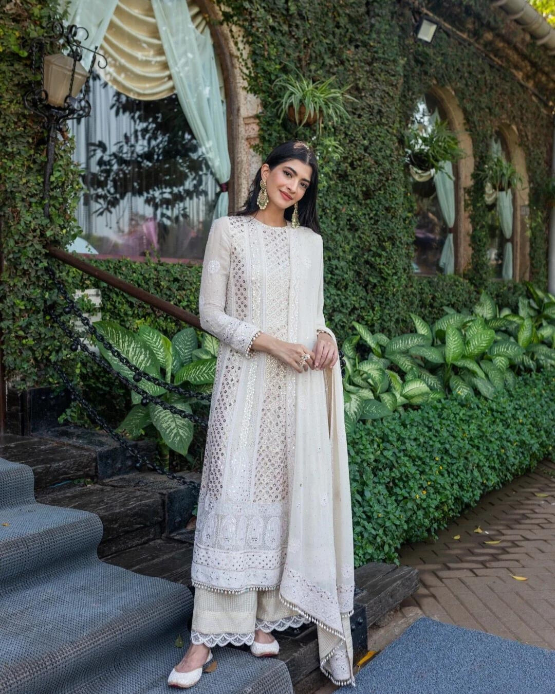 Hanna Khan Ivory Chikankari Suit Set | Elegant and Timeless Ethnic Ensemble