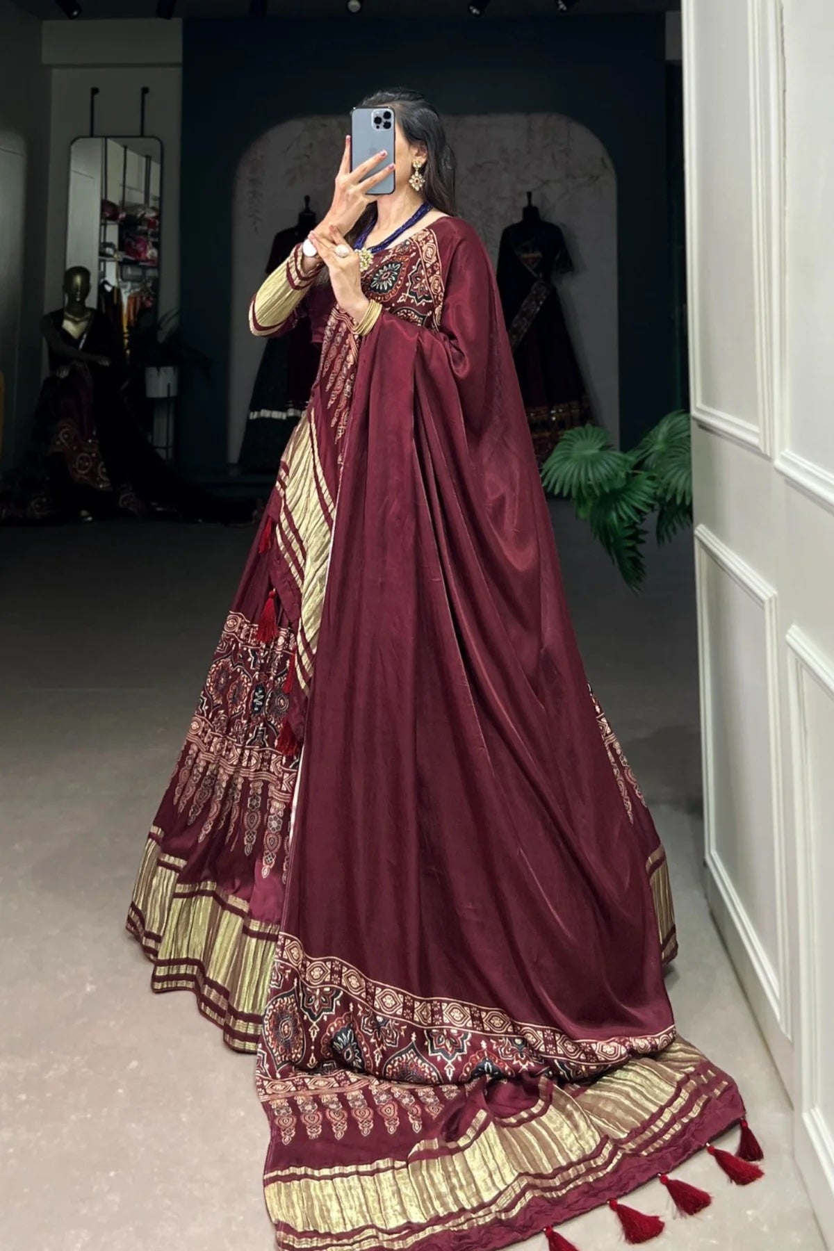 Exquisite Gaji Silk Lehenga Choli with Digital Print and Lagadi Patta 