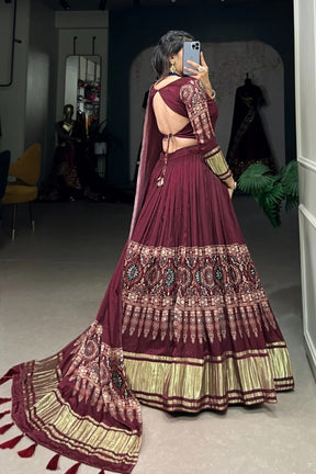 Exquisite Gaji Silk Lehenga Choli with Digital Print and Lagadi Patta 