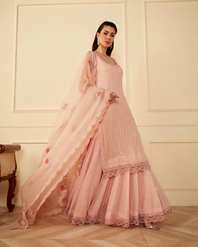 Blush Pink Sharara Suit Set | Elegant and Chic Ethnic Wear