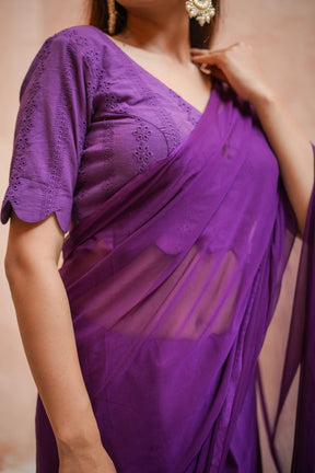 Elegant Purple Chiffon Saree - Lightweight and Versatile for Effortless Charm