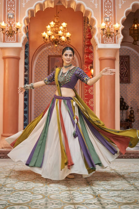 Vibrant Multi-Color Embroidery with Mirror Work Lehenga Choli for Navratri