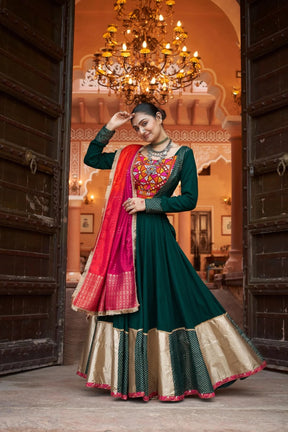 Elegant Green Viscose Rayon Designer Lehenga Choli for Navratri