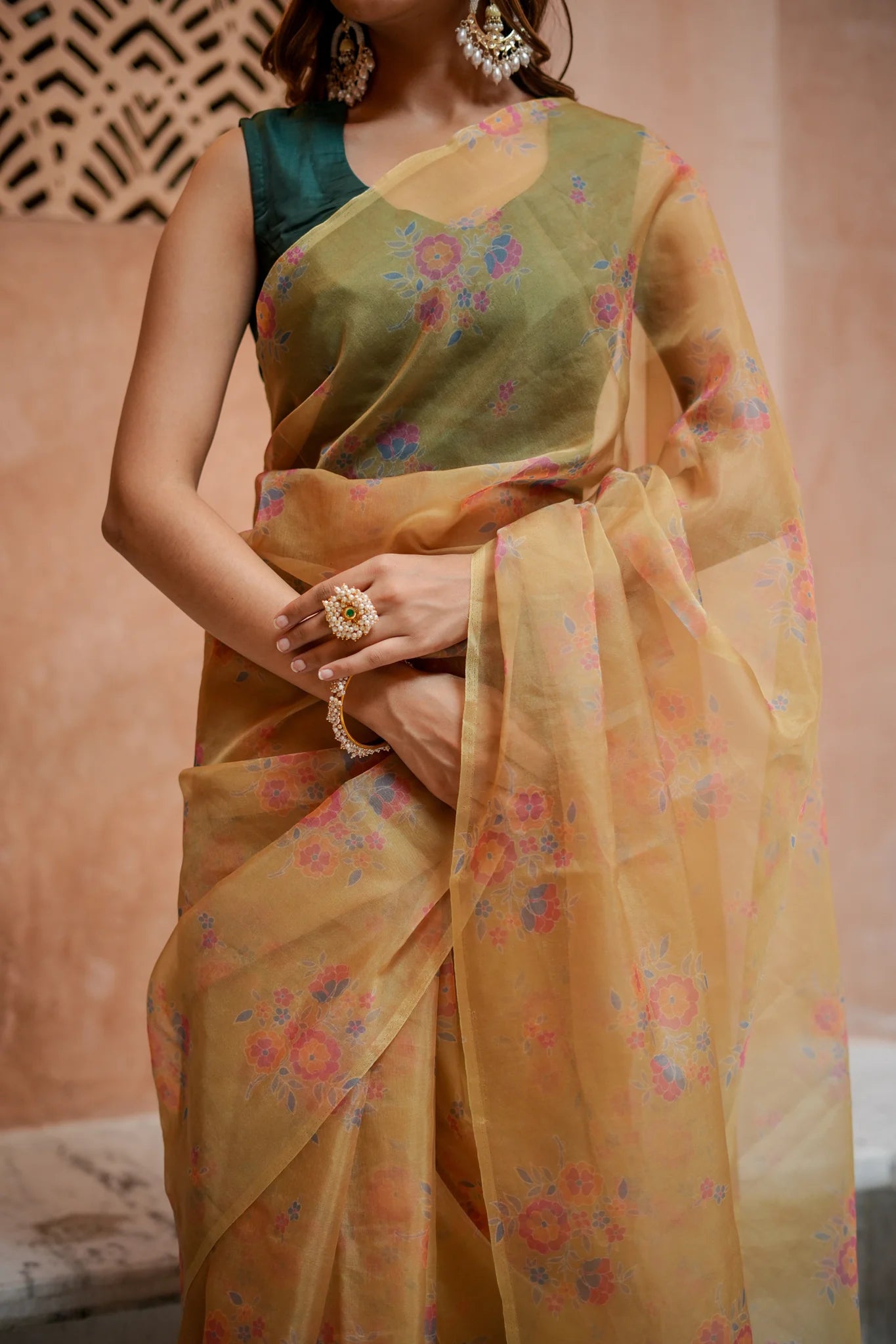 Floral Printed Organza Saree for Special Occasions