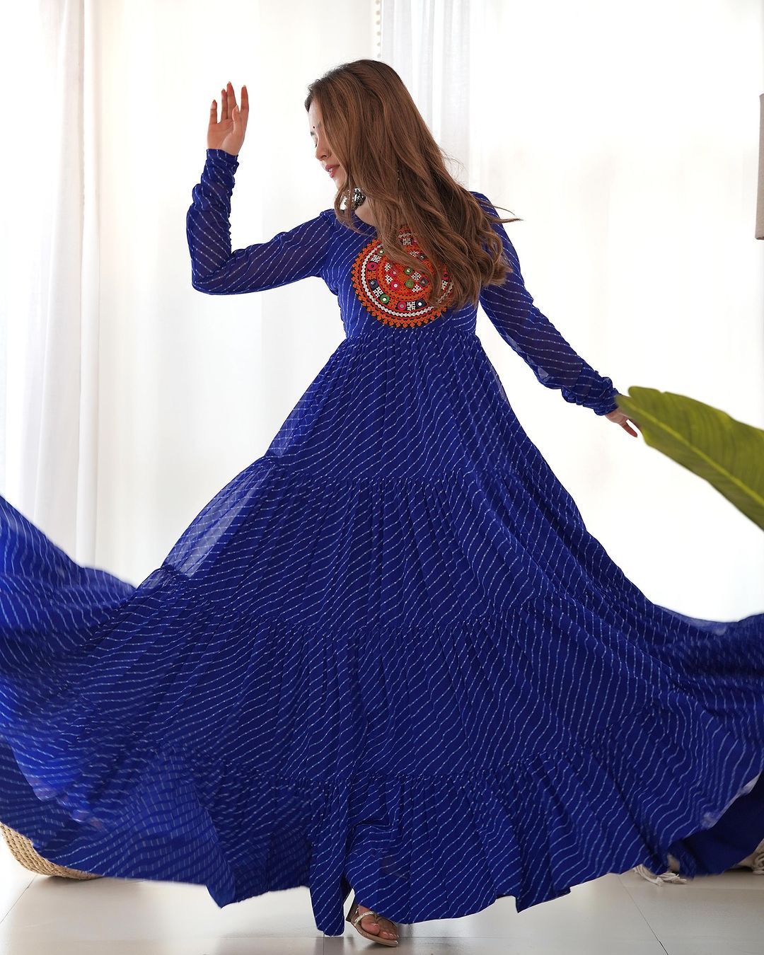 Stunning 7+ Meter Full-Flair Anarkali Layer Gown