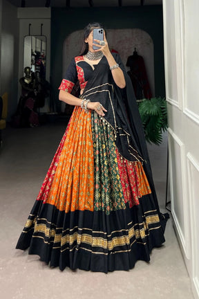 Charming Foil Printed Pure Cotton & Dola Silk Lehenga Choli for Navratri