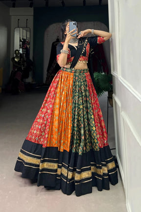 Charming Foil Printed Pure Cotton & Dola Silk Lehenga Choli for Navratri