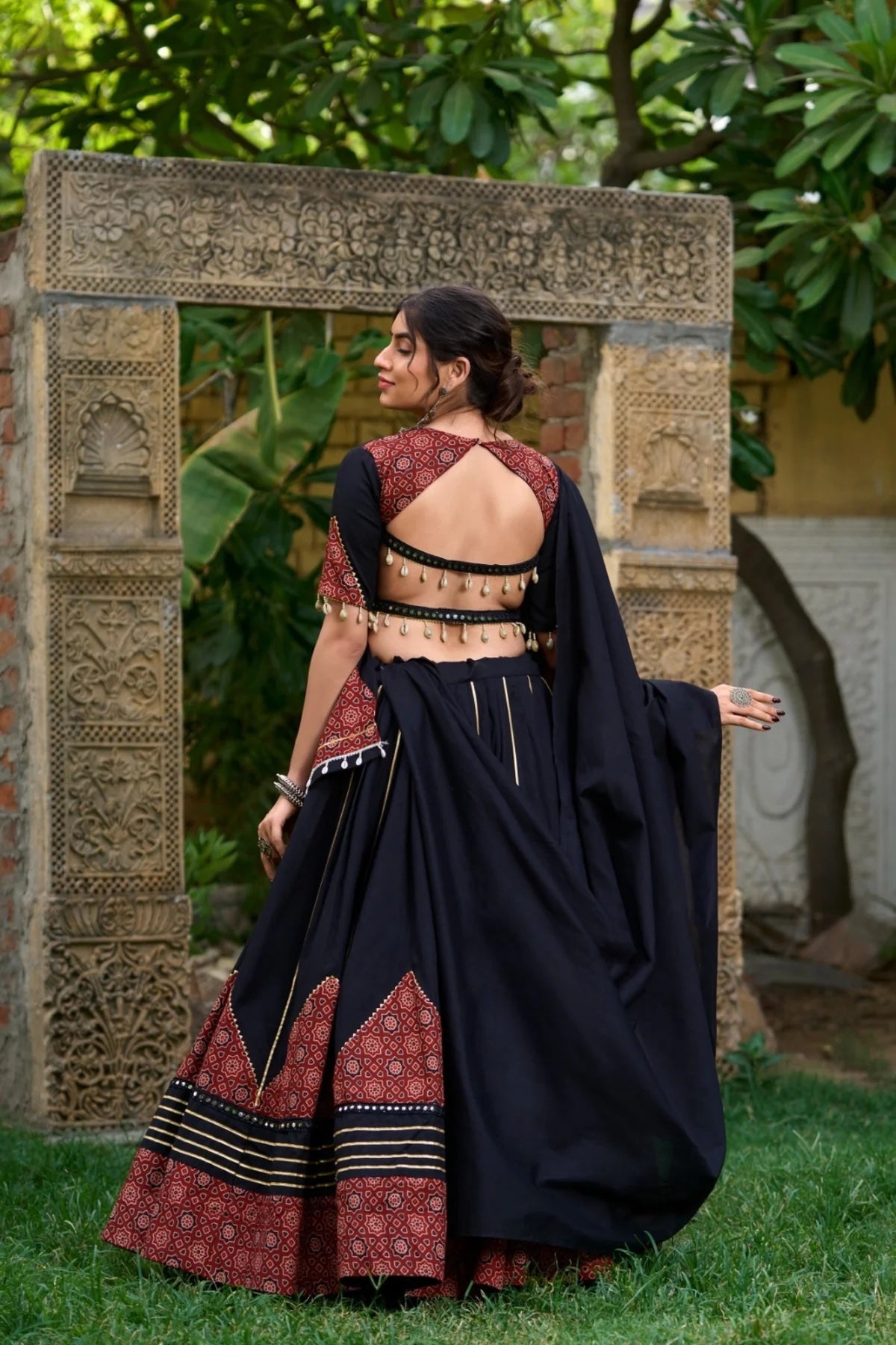 Navratri Special Black Printed Pure Cotton Lehenga Choli