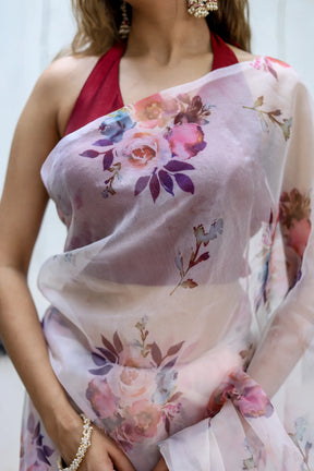 Floral Prints Whispers Organza Saree