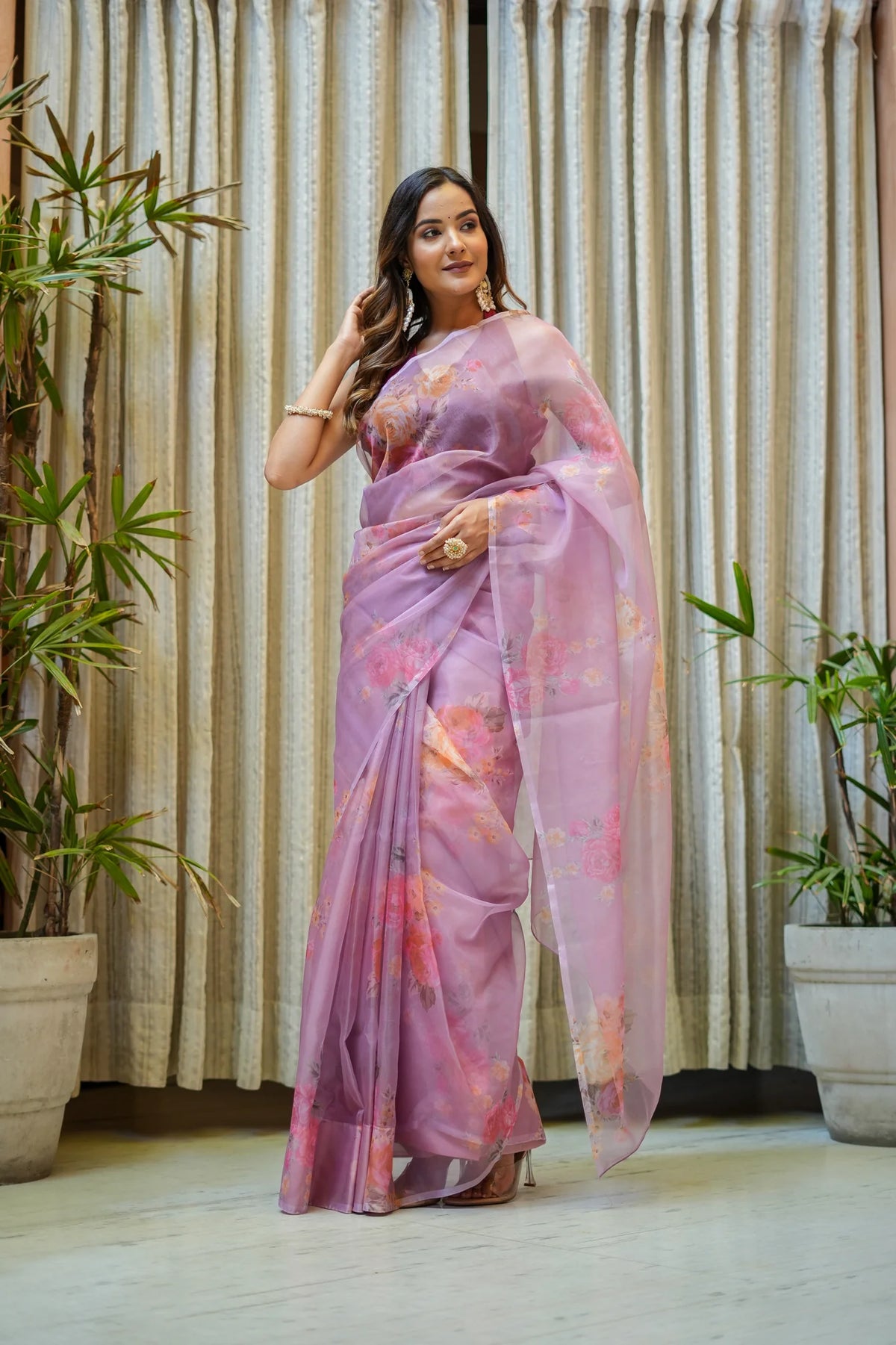 Floral Prints Whispers Organza Saree for any Occasions