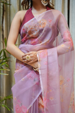 Floral Prints Whispers Organza Saree for any Occasions