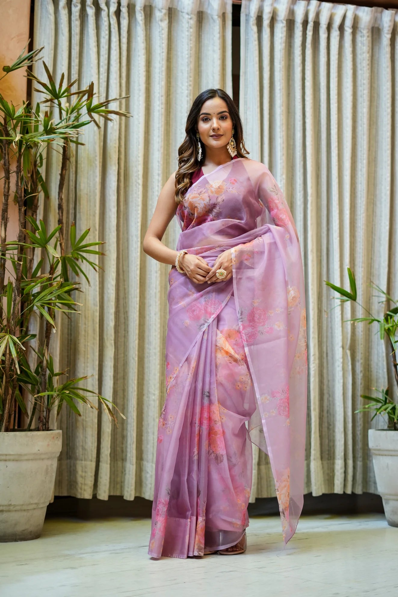 Floral Prints Whispers Organza Saree for any Occasions