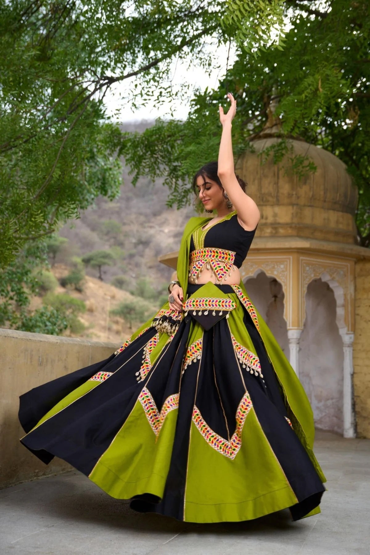 Traditional Pure Cotton Gamthi Work Lehenga Choli