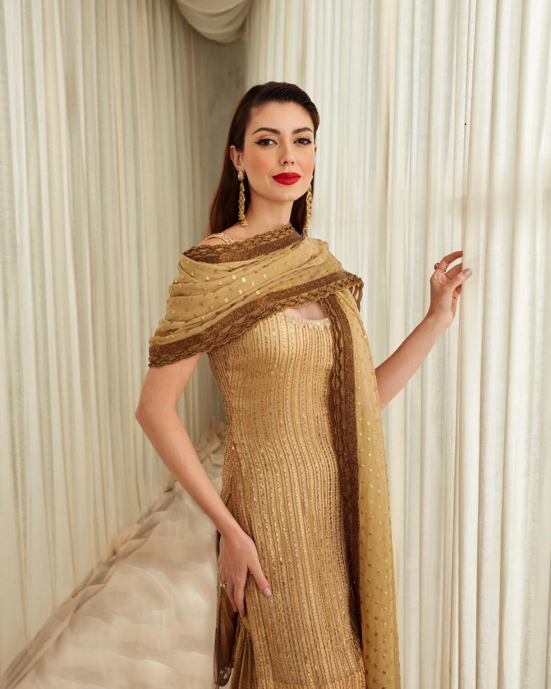 Golden Sequins Sharara | Glamorous and Elegant Ethnic Wear