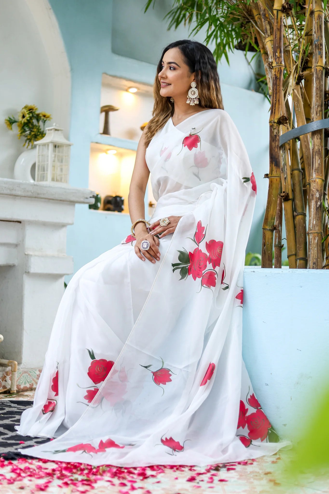 Pristine White Snowdrop Whisper Organza Saree