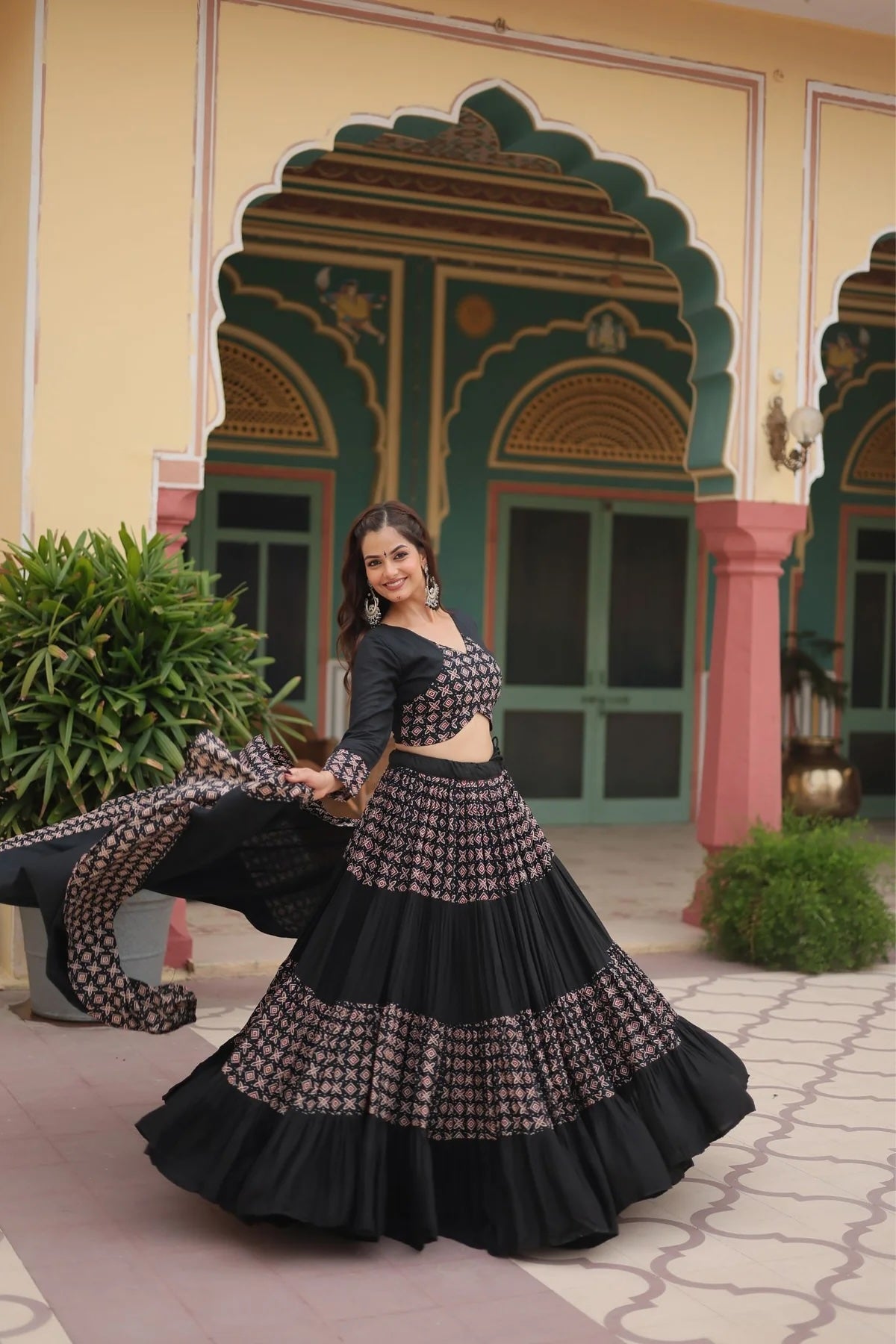 Printed Rayon Navratri Readymade Lehenga Choli – Ready-to-Wear