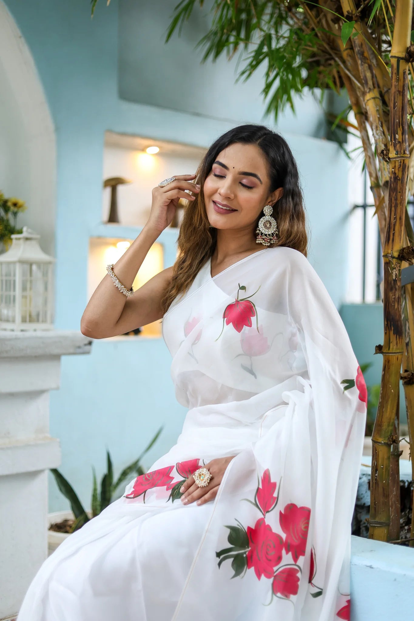 Pristine White Snowdrop Whisper Organza Saree