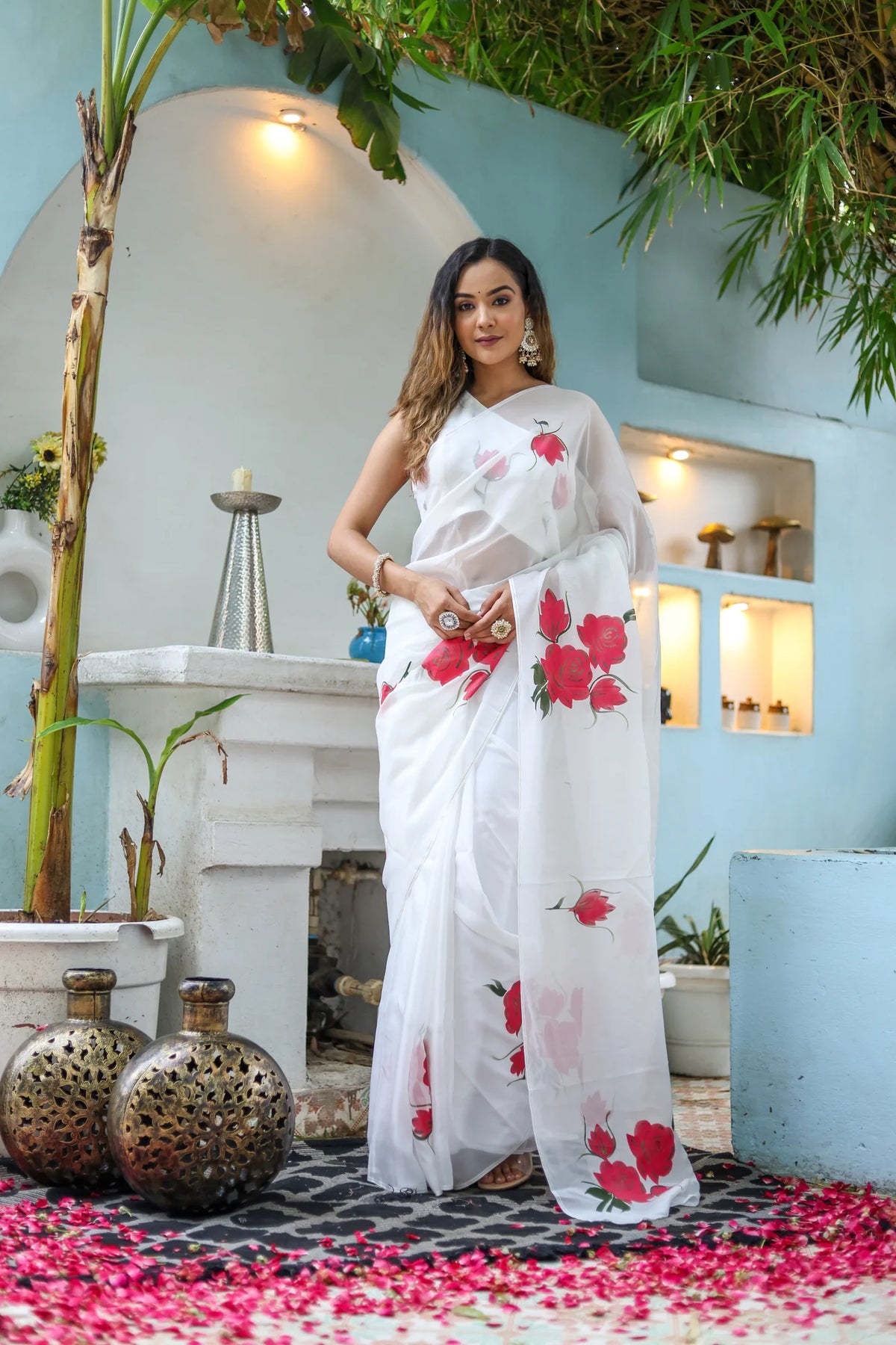 Pristine White Snowdrop Whisper Organza Saree