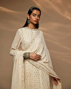 Ivory Chikankari Suit Set | Elegant and Classic Ethnic Wear