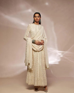 Ivory Chikankari Suit Set | Elegant and Classic Ethnic Wear