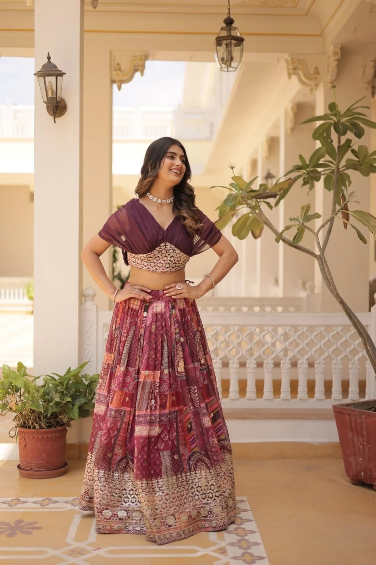 Stunning Printed Lehenga Choli with Foil Embroidery Work – Elegant and Trendy Ethnic Wear