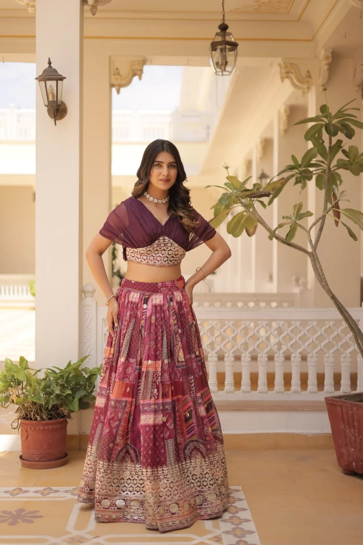 Stunning Printed Lehenga Choli with Foil Embroidery Work – Elegant and Trendy Ethnic Wear