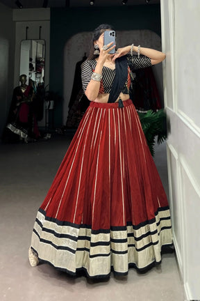 Chanderi Style Embossed Design Lehenga Choli for Navratri