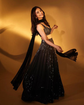 Rakul Preet Singh Grey to Black Ombre Lehenga | Elegant and Stunning Ethnic Wear