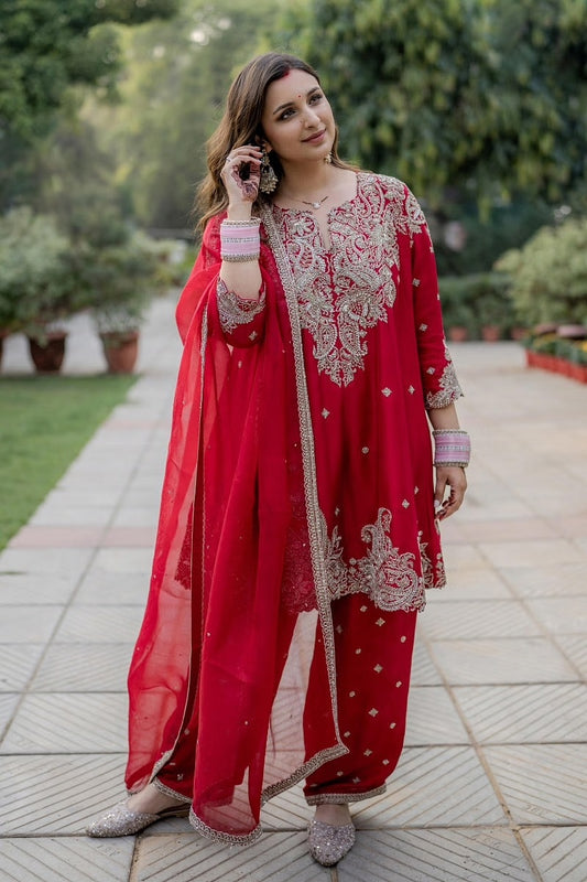 Parineeti Chopra - Red Anarkali and Salwar Set