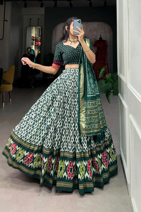 Stylish Ikkat Print Lehenga Choli with Foil Work